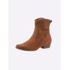 Stiefelette HEINE, Damen, Gr. 37, braun (cognac), Leder, Veloursleder, modisch, Schuhe Ankleboots Cowboy-Stiefelette