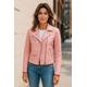 Infinity Leather Womens Baby Pink Classic Brando Biker Jacket - Secunda - Light Pink Lamb Leather - Size 22 UK
