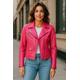 Infinity Leather Womens Fuschia Pink Classic Brando Biker Jacket - Secunda Lamb Leather - Size 22 UK