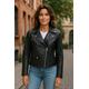 Infinity Leather Womens Black Classic Brando Biker Jacket - Soweto Lamb Leather - Size 22 UK | Infinity Leather Sale | Discount Designer Brands