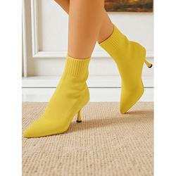 Bottines en tricot bordeaux pour femmes – bottines à talon aiguille et bout pointu en tissu extensible, style chic et moderne pour les tenues de bureau automne-hiver, les fêtes et les tenues de soirée élégantes