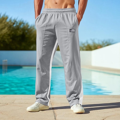 Homme Joggings Pantalon en polaire Pantalons Pantalon de survêtement droit Pantalon de survêtement évasé Cordon de serrage Avec Poches Taille Élastique Bloc de Couleur Confort Doux Longueur complète