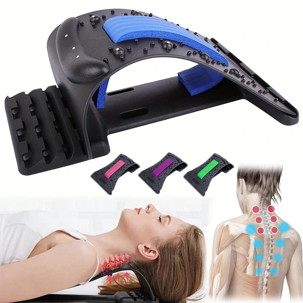 Nackenstütze, Massagebrett, 4-stufig verstellbar, Nackendehner, Traktionsgeräte, dehnbar, zervikale, sportliche Fitness, Lendenwirbelstütze
