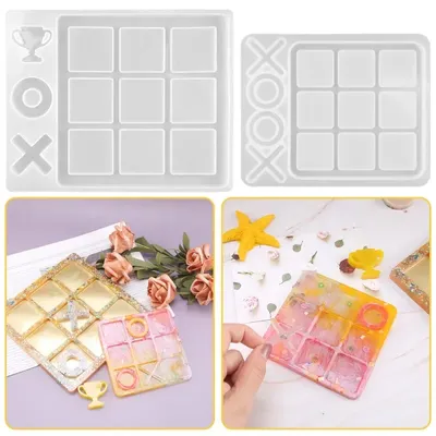 Tic Tac Toe Harzform Tic Tac Toe Formen zum Harzgießen Epoxidharz Silikonformen für DIY Tabletop Brettspiel, Reisespiel Image