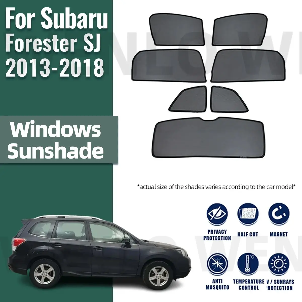 Pare-soleil de voiture magnétique pour Subaru Forester SJ 2013-2018, rideau en maille pour pare-brise avant, fenêtre latérale arrière, pare-soleil, visière
