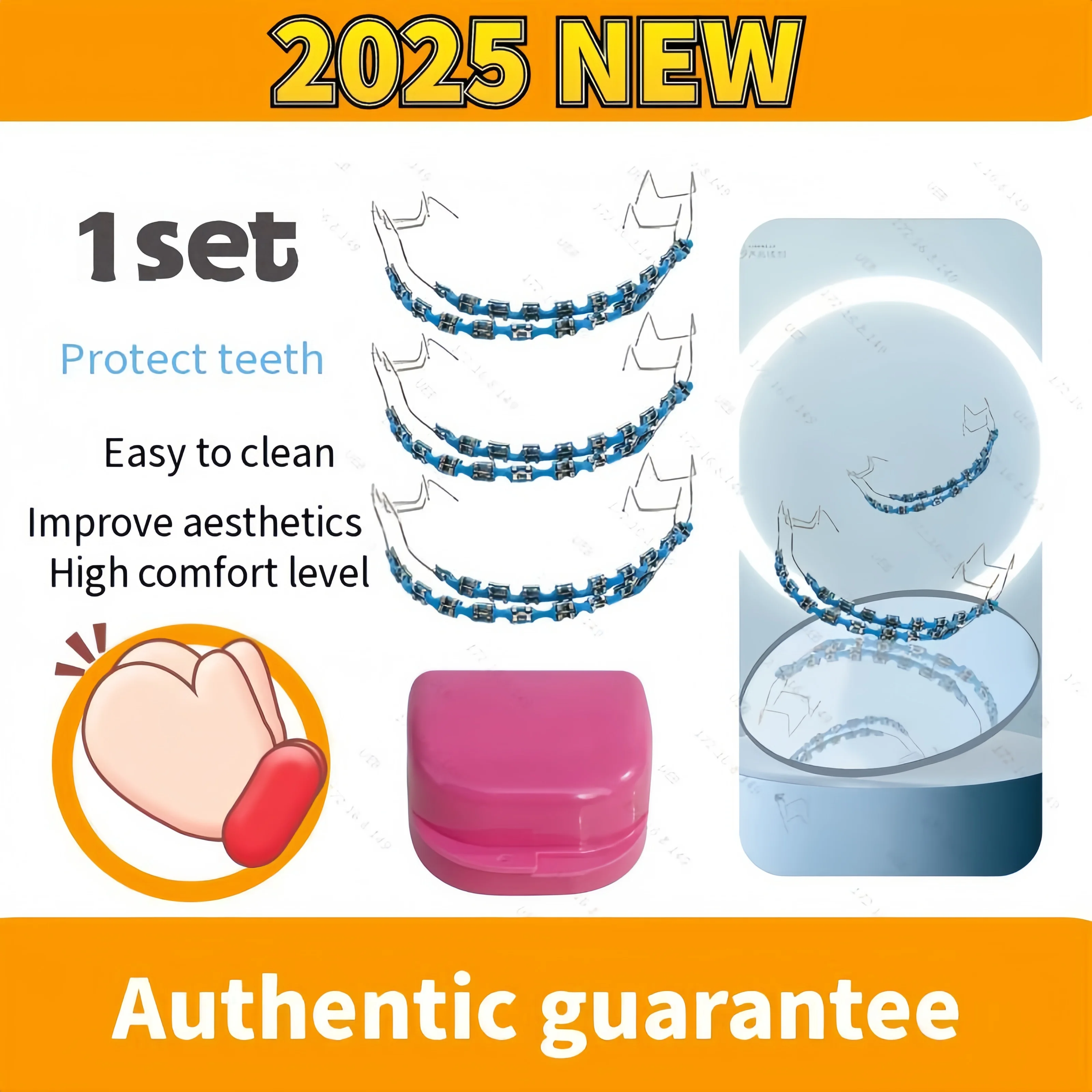 1set Gefälschte Hosenträger Bunte Klammern Für Zähne Temporäre Metall Drähte Metall Halterung Kieferorthopädische Ligatur Krawatten Dental Image