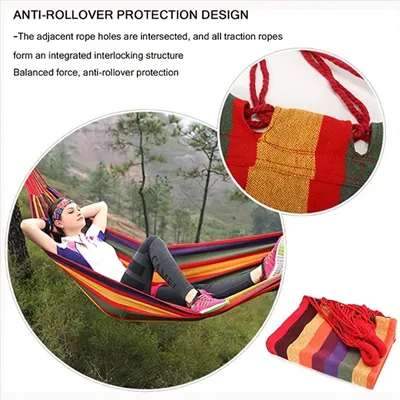 Hammock Leisure Durable Single Travel Swing Chair Hanging Bed Casual Hammocks for Patio Garden Backyard Outdoor Indoor with Bag
