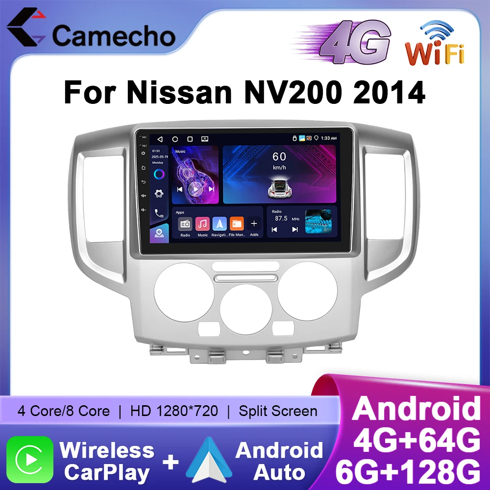 Camecho 6 + 128G Android Auto Radio Autoradio Für Nissan NV200 2014 Auto Intelligente Systeme Drahtlose Carplay 4G wifi GPS Stereo Image