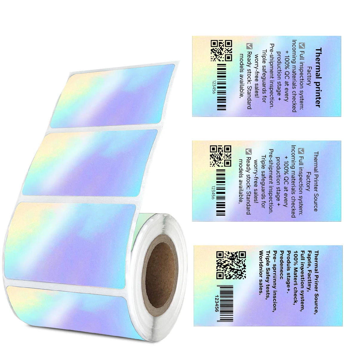 1 Rolle/200 Blatt Laser-Silber-Thermopapier 2,24" x 1,26" (57 x 32 mm) – Etikettendrucker – für DIY-Beschilderung, QR-Code, Namensschilder, Inven Image