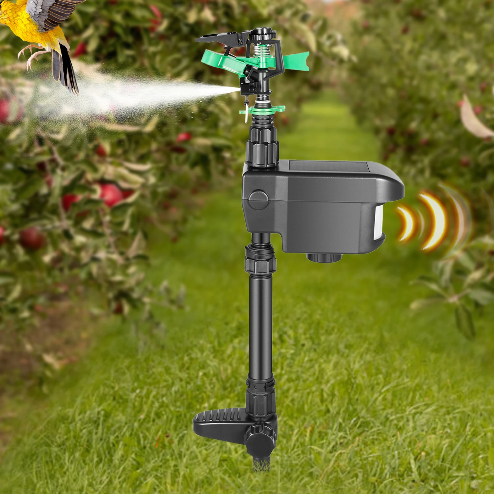 Bewegungsaktivierter Solar-Sprinkler, das die Biest abweisende Wassersprühgerät, Solar-Schädlingsabschreckung, 30 Fuß Reichweite für Garten/Hof