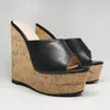 DOBANER Frauen Rutschen Plattform Keile Peep Toe Höhe Erhöhen Sandalen Kunstleder Schuhe Frau Pumpen Große Größe 43 45 47 50 52