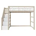 KOMHTOM Lit superposé enfant 90x200 cm avec échelle d'escalade de rangement, balustrades de sécurité et décoration étoile et lune