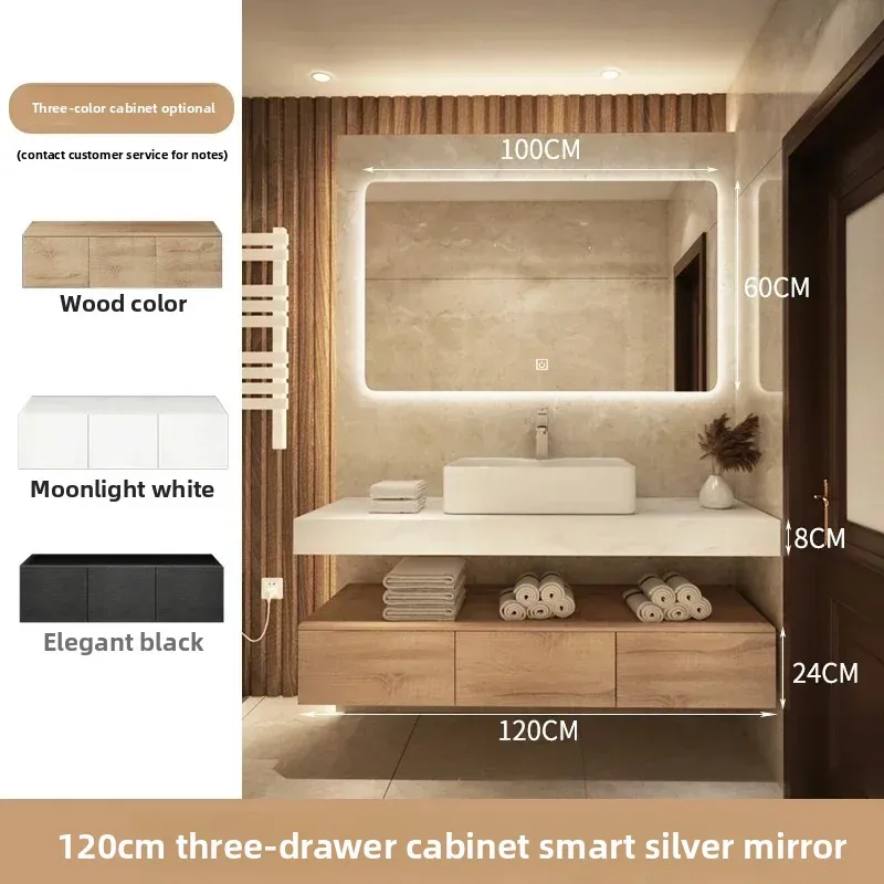 Mobile da bagno in legno massello con lavabo sopra lavabo da appoggio, mobili da bagno, lavabo in ceramica integrato, mobili da bagno