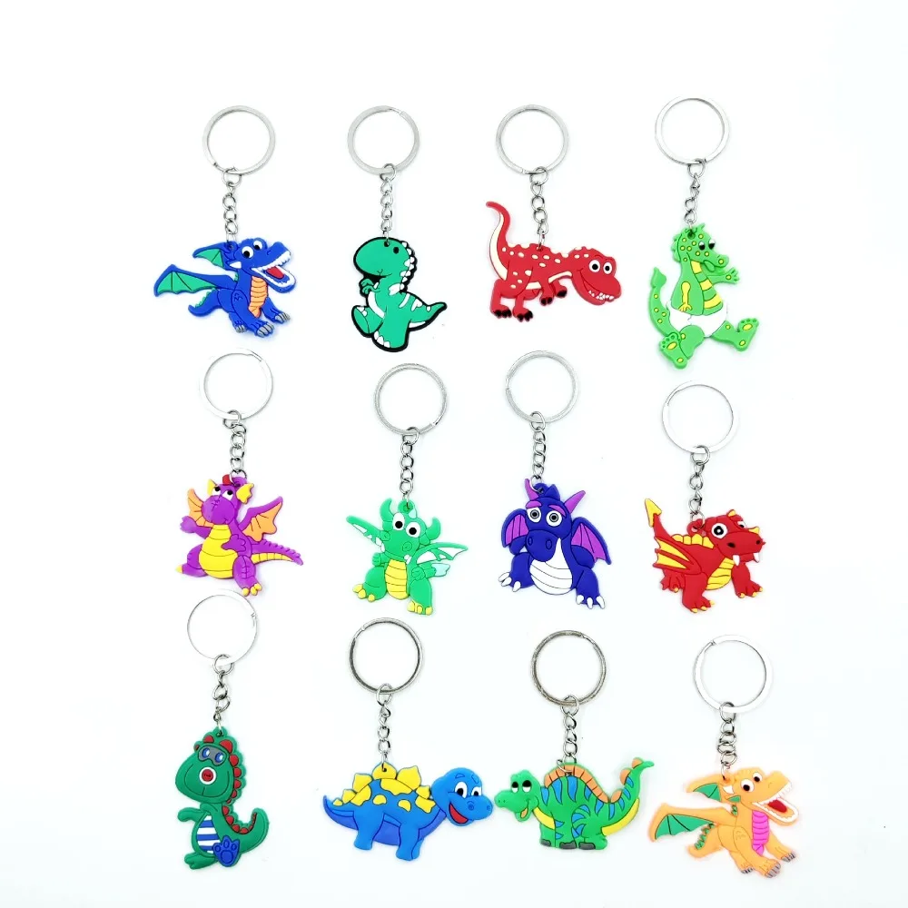 12/24 Stück Cartoon-Dinosaurier-Schlüsselanhänger-Anhänger für Geburtstagsfeier, Babyparty, Hochzeitsgäste, Weihnachten, Neujahr, Karneval, Party, Geschenk Image