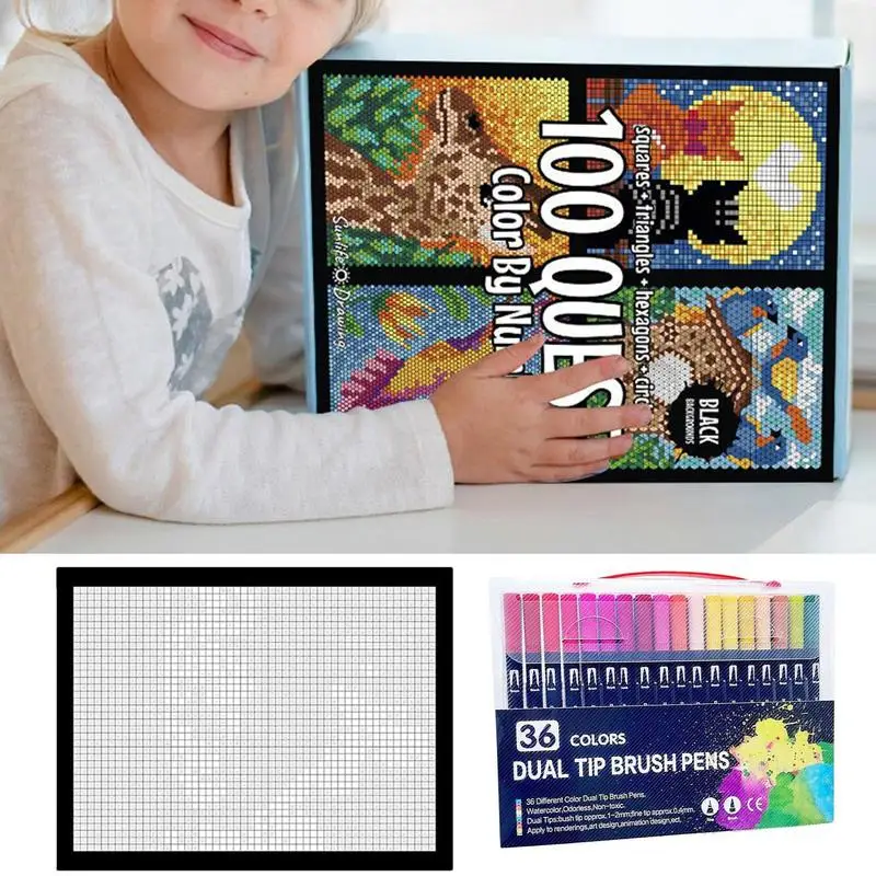 Farbe nach Zahlen Malbuch für Erwachsene, Zeichnen, Lernbücher, schnell trocknendes, doppelseitiges Aquarell-Bleistift-Set für Kinder, Zeichnen, Lernen Image