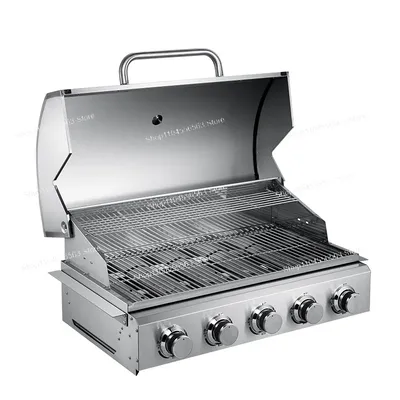 5 Burners with Built-in Desktop Stainless Steel Propane Gas Outdoor Barbecue Grill