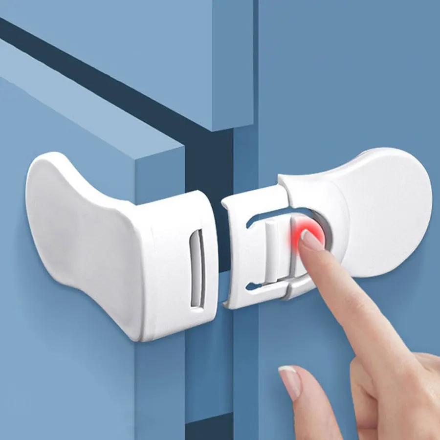 Rechtwinkliges Schubladenschloss, Kindersicherung, Schrankschloss, Baby-Anti-Klemm-Schrankschloss, Eckenschutzschloss Image