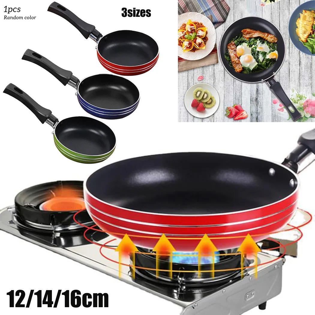 12cm/14cm/16cm Mini Frying Pan Non-Stick Steels Frypan Pots Saucepan Random Color For Cookware Kitchen Cookware