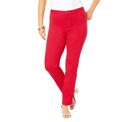 Plus Size Women's Classic Stretch Straight Leg Jean by Denim 24/7 by Roamans in Vivid Red (Size 44 W)