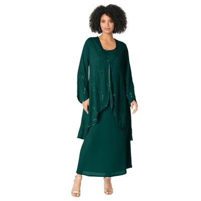 Plus Size Women's Beaded Dress and Gown Set by Roaman's in Emerald Green (Size 26 W)