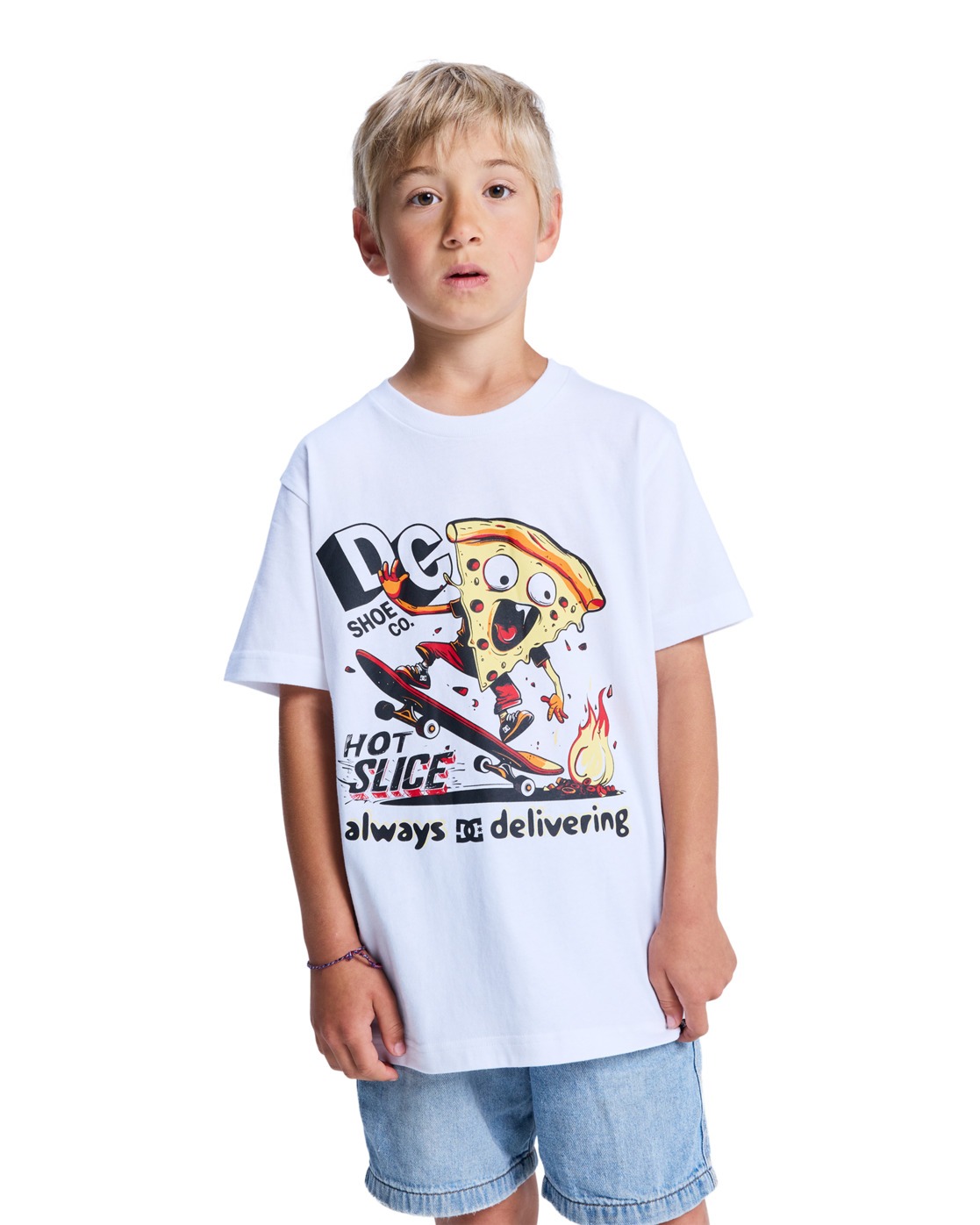 T-Shirt DC SHOES "Hot Slice", Jungen, Gr. 8(125-130cm), weiß, 75% Baumwolle, 25% Baumwolle, Shirts T-Shirt