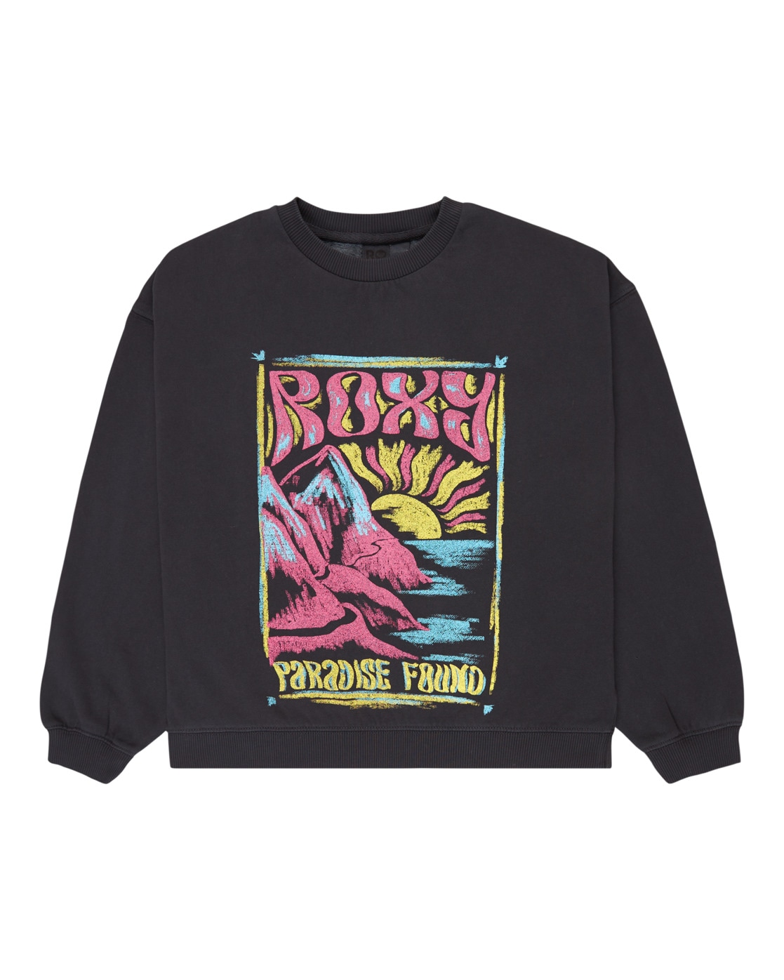 Sweatshirt ROXY "Lineup Brushed", Mädchen, Gr. 4(101-108cm), grau (anthrazit), 55% Baumwolle, 25% Baumwolle, 20% Polyester, Sweatshirts Sweatshirt