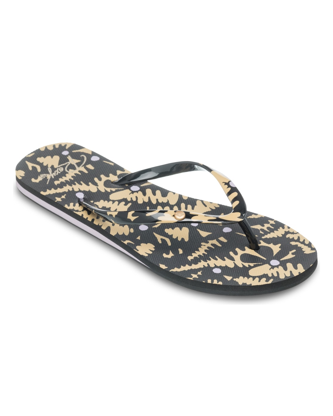 Sandale ROXY "Portofino Iii", Damen, Gr. 8,5(39), schwarz (camo schwarz), Obermaterial: 98% Synthetik / 2% Metall, Futter: 100% Synthetik, Laufsohle: 100% geschäumtes Gummi, Schuhe Sandale