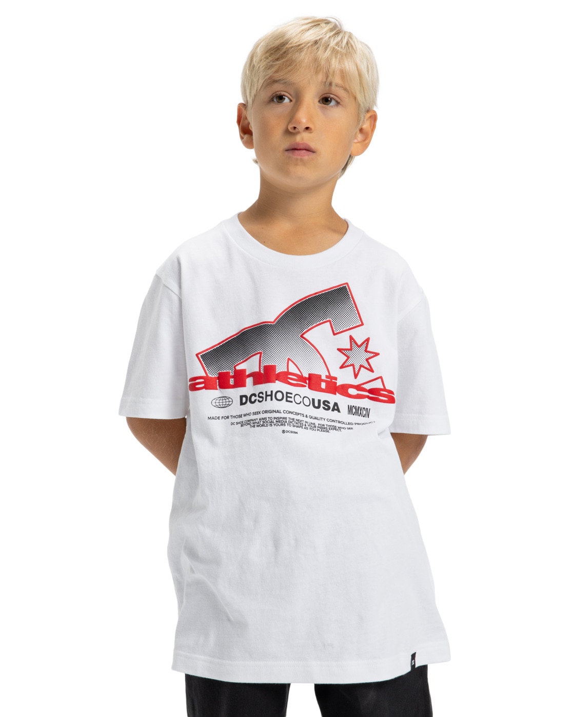 T-Shirt DC SHOES "Slathletic", Jungen, Gr. 12(148-156cm), weiß, 75% Baumwolle, 25% Baumwolle, Shirts T-Shirt