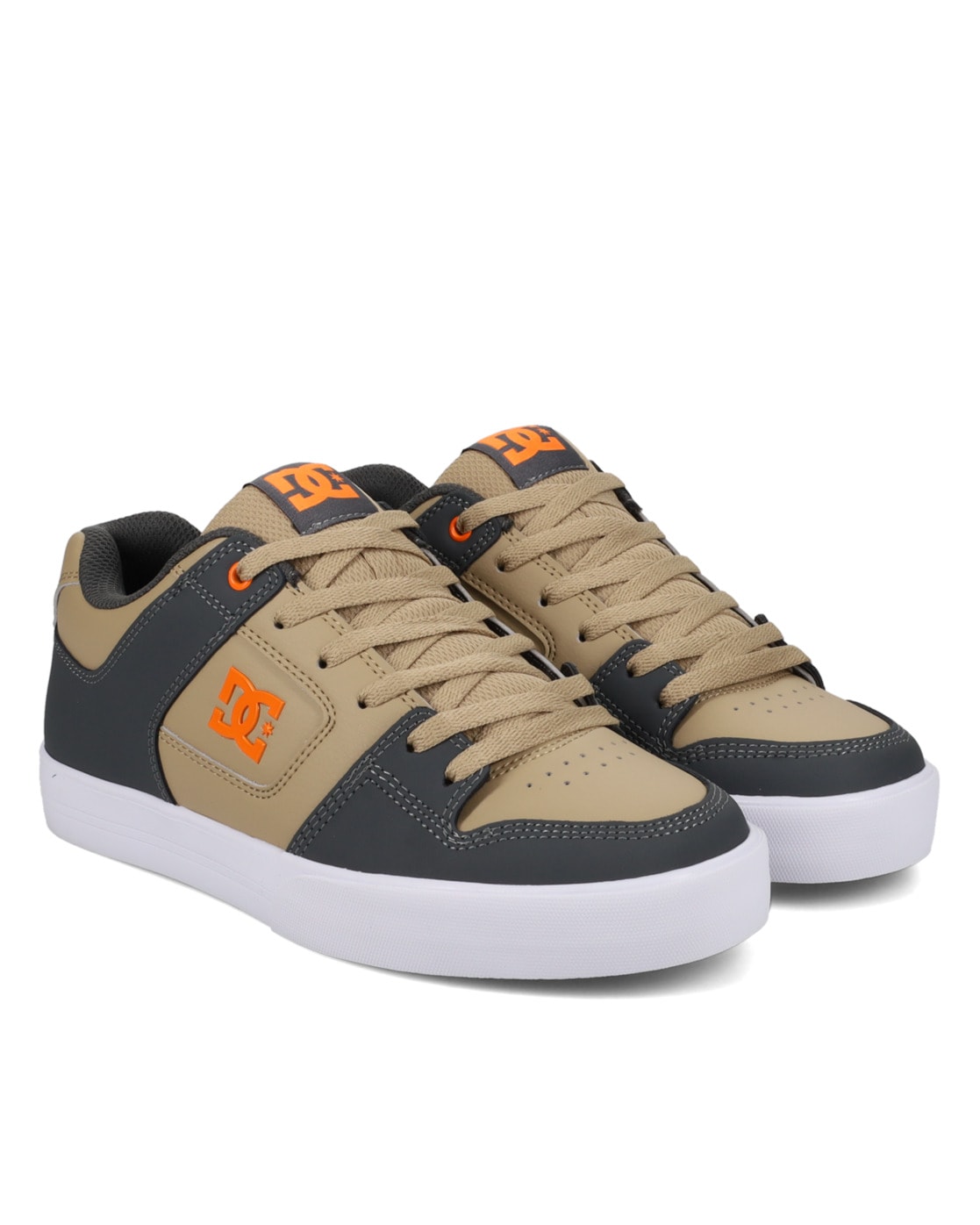 Sneaker DC SHOES "Pure", Herren, Gr. 12,5(46,5), grau, tan, orange, 55, 4% Leder, 44, 6% Synthetik, Schuhe Skaterschuh Sneaker low