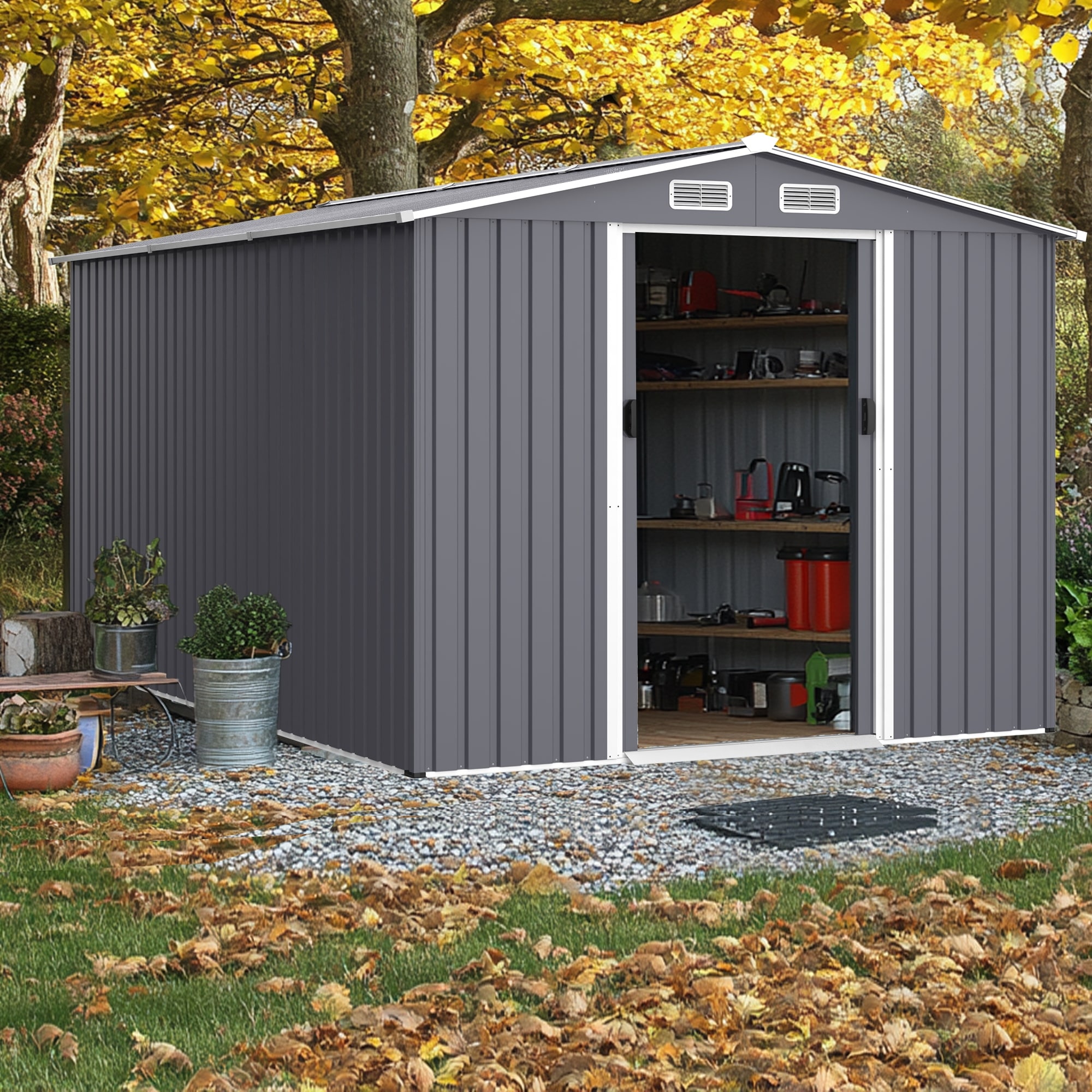 Outdoor Storage Shed Grey