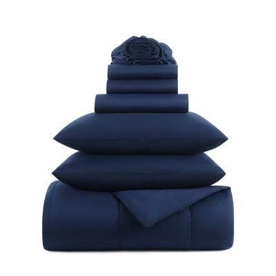 Arkwright Home Family Essentials Bed in Bag 7PC - Full/Queen - Navy (P-BIAB-FQ-NV) 1/EA Sheet Sets