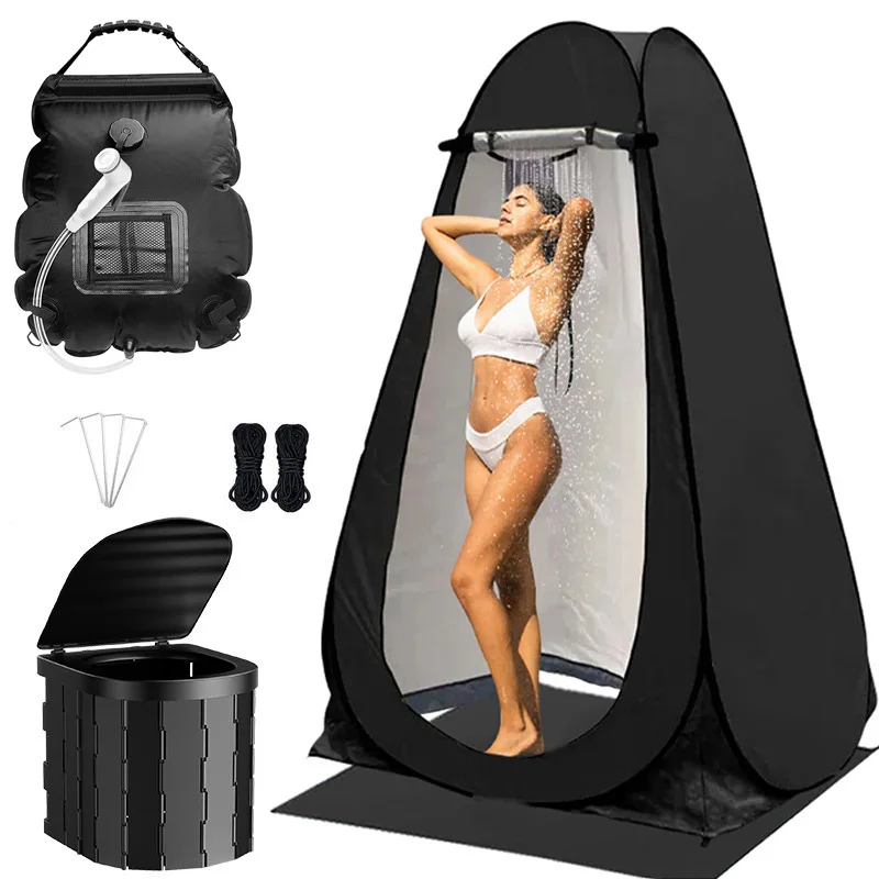 3 Stück 120 x 120 x 190 cm Kombination Outdoor-Badezelt mit Matten Camping-Toilettenzelt Wechsel-Dusche- und Badekleidungsabdeckung