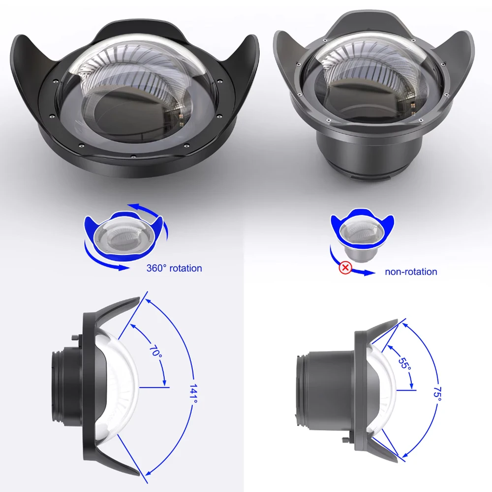 6-Zoll-Weitwinkel-Dome-Objektiv für Seafrogs Wasserdichtes Kameragehäuse Unterwasser-Tauchfotografie Zubehörteile Image