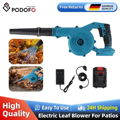 Podofo Electric Air Blower Garden Cordless Vacuum Cleaner Dust Computer Collector Handheld Power Tools For Makita 18V Battery