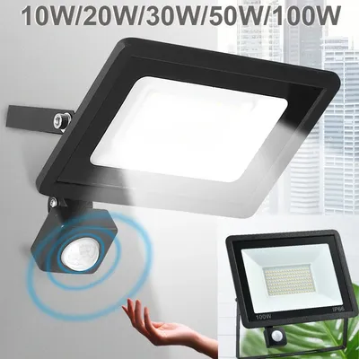 Motion Sensing LED Floodlight Outdoor Led Spotlight 20W 30W 50W 100W IP66 Waterproof Courtyard Garden Street Lighting Wall Lamp