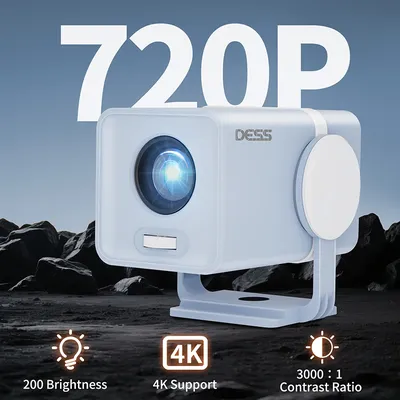 DESS 2025 NEW Mini Projector Android 13 TV OS 1280*720P Dual Wifi6 180°Rotatable BT5.0 Cinema Outdoor Portable Beamer Support 4K