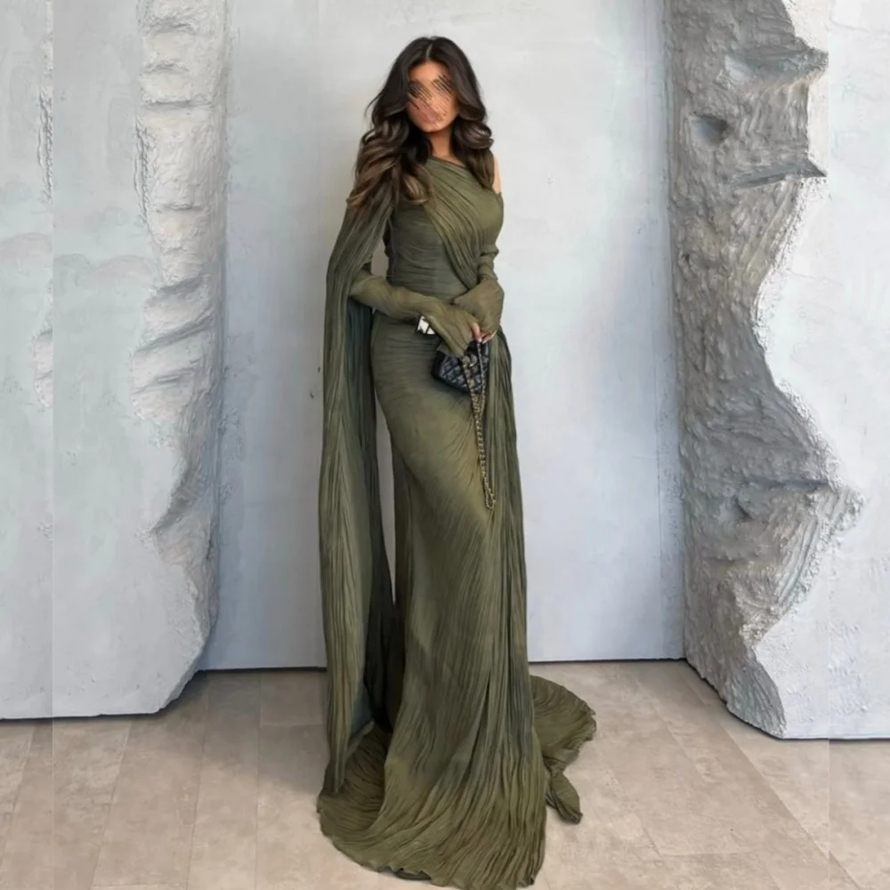 Maßgeschneidertes, bodenlanges, plissiertes Meerjungfrau-Kleid für maßgeschneiderte Anlässe, langes Abendkleid, Partykleid, Größen erhältlich, elegant, formell