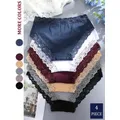 4 pezzi sexy mutandine di pizzo di cotone donne mutandine a vita bassa biancheria intima S-XL slip da donna tinta unita lingere underware donne comode