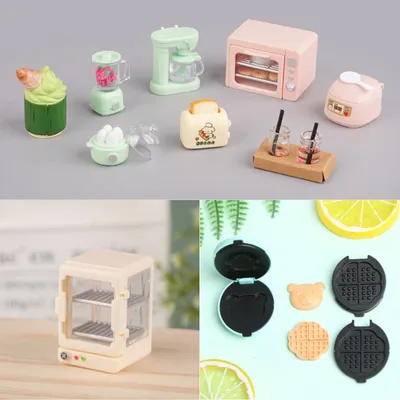 1/4/8Pcs Mini Kitchen Electrical Juice Machine Rice Cooker Oven Food Toys Appliance Model Kit Dollhouse Dolls House Decor