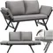 Mobilier de jardin extérieur 2 en 1, canapé 2 places, chaise longue dans un banc de jardin en résine tissée, meubles inclus avec coussins