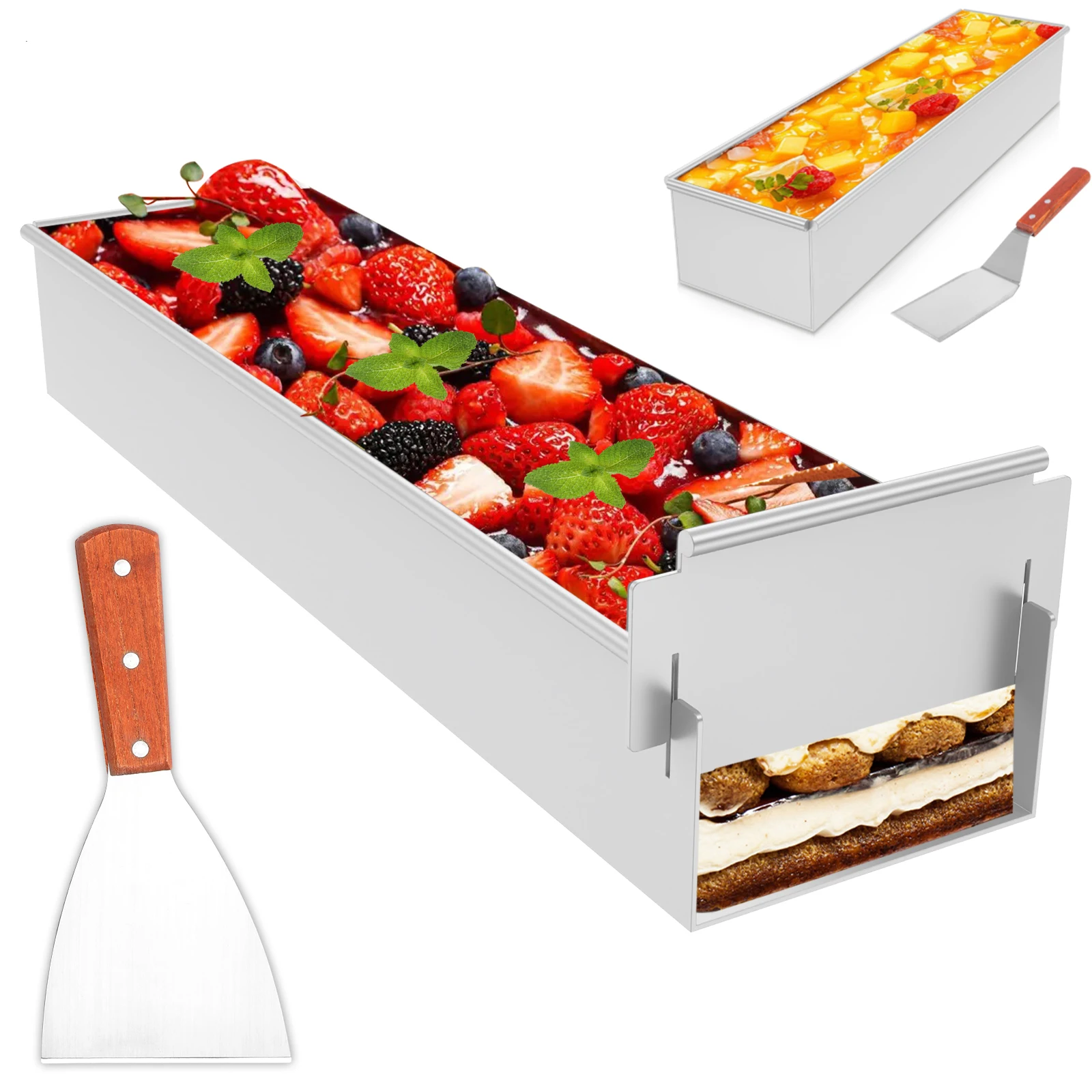 Rechteckige Kuchenform, antihaftbeschichtet, Tiramisu-Pfanne, Kuchen-Backblech, Aluminiumlegierung, Tiramisu, Dessertherstellung, Formen für Tiramisu, Käsekuchen ﻿ Image