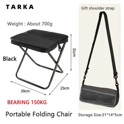 TARKA Camping Folding Chair Portable Campstool Backpack Stool With Carry Bag LightWeight Beach Fishing Chair For Climbing Hiking