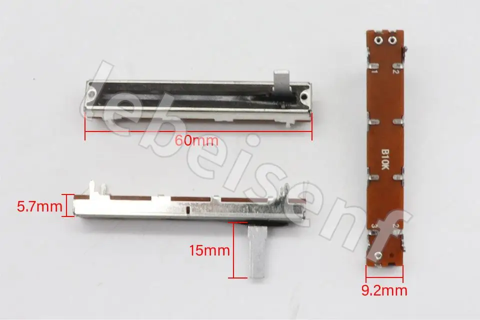 8pcs Amplifier Mixer Length 6cm 60mm Single Direct Slide Potentiometer Fader B10K / Mono 3 Foot 10KB fader