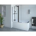 Parete per vasca da bagno con apertura girevole Nero opaco (70 + 30) x 140 cm - PRIMAEL