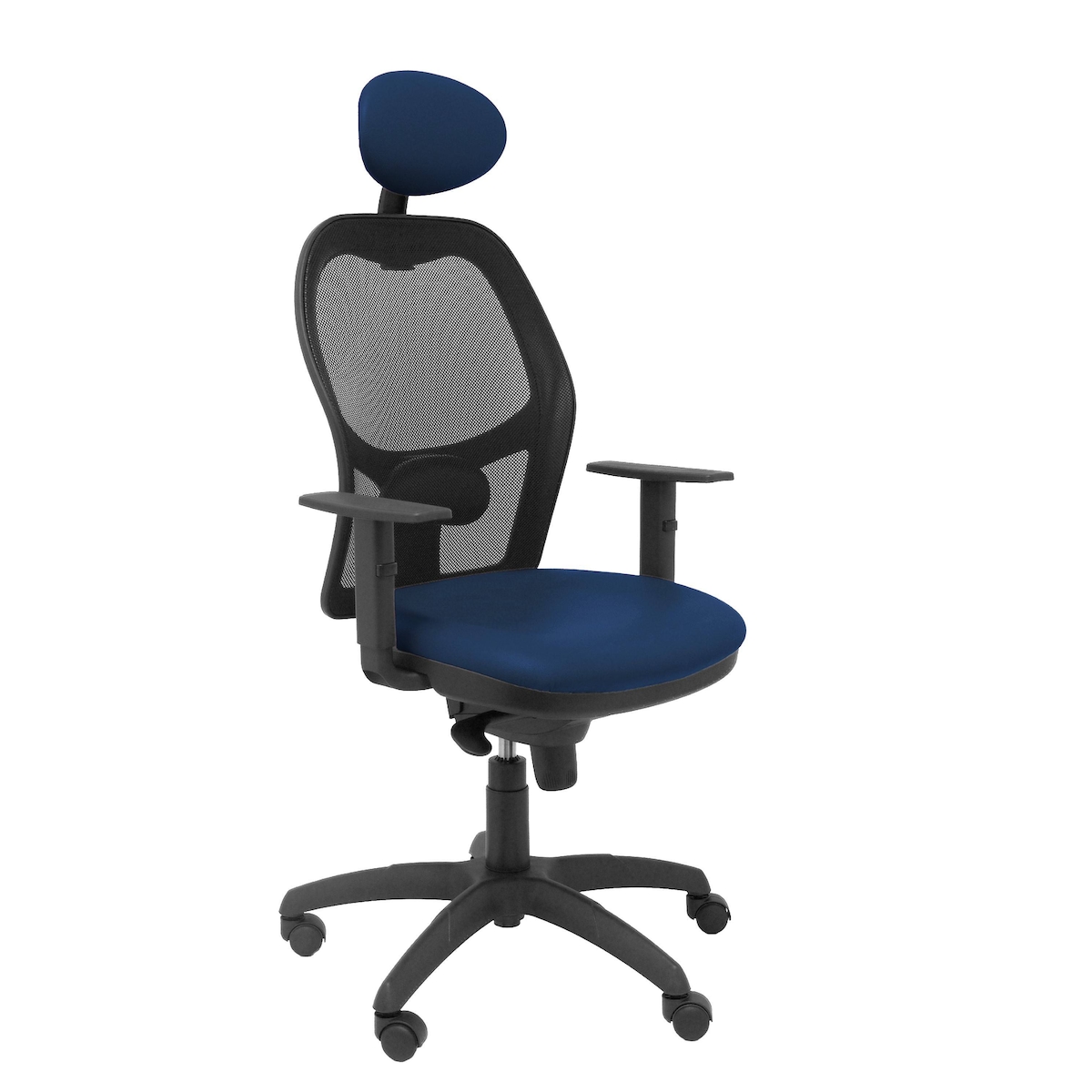 Piqueras Y Crespo (PIQU7) Jorquera-Stuhl, schwarzes Netzgewebe, marineblauer Kunstledersitz mit festem Kopfteil für Büro, Einheitsgröße Image