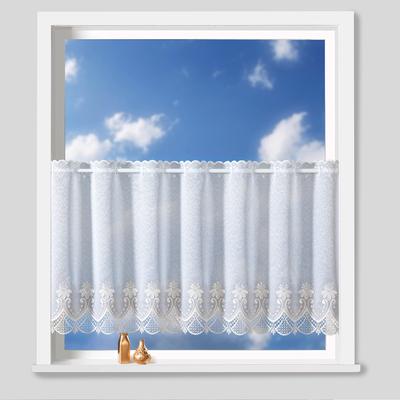 Scheibengardine nach Maß WECKBRODT "Fiorella", weiß (weiß, ecru), B:168cm H:60cm, Obermaterial: 100% Polyester, Gardinen nach Maß, Bistro, Gardine, Store, nach Maß Image