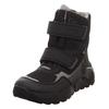 Winterboots SUPERFIT "ROCKET WMS: Weit", Kinder, Gr. 35, schwarz, Lederimitat, Polyester, casual, Schuhe, Klettstiefel mit Schurwolle und GORE-TEX, Größenschablone zum Download