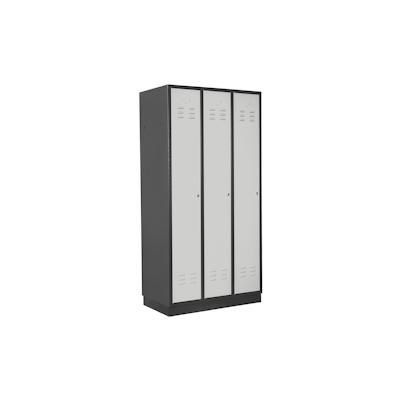PROREGAL Garderobenschrank Ermine mit 3 Türen | HxBxT 178x89x50cm | Anthrazitgrau/Lichtgrau | Spind, Aufbewahrungsspind, Arbeitsschrank Image