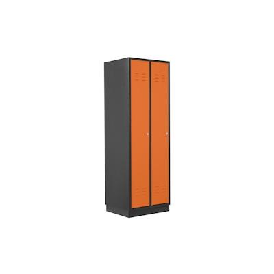 PROREGAL Garderobenschrank Ermine mit 2 Türen | HxBxT 178x60x50cm | Anthrazitgrau/Orange | Spind, Aufbewahrungsspind, Arbeitsschrank Image