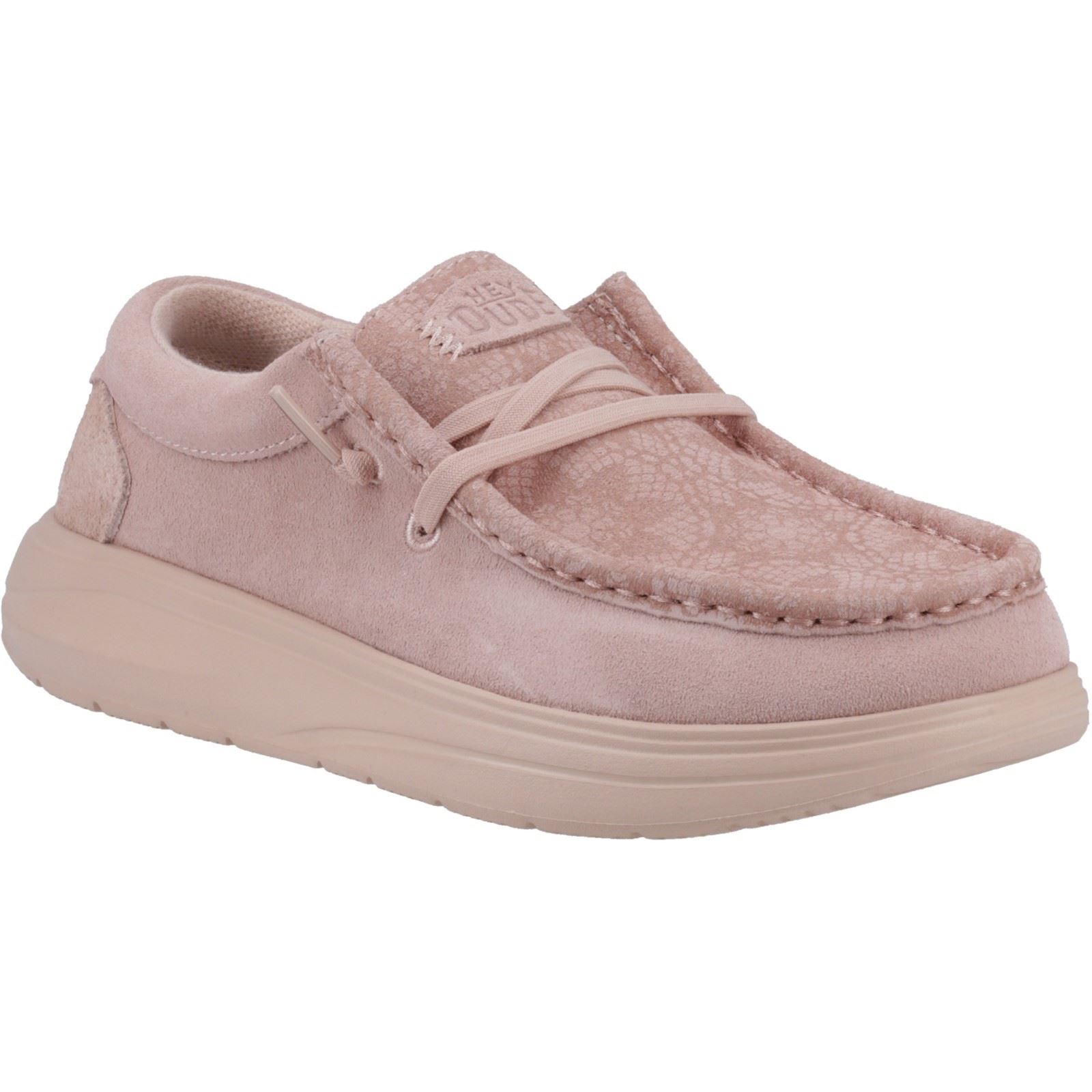 HEYDUDE Wendy Comf Suede Womens Rose Dust Moccasins Shoes - Pink - Size UK 8 | HEYDUDE Sale | Discount Designer Brands